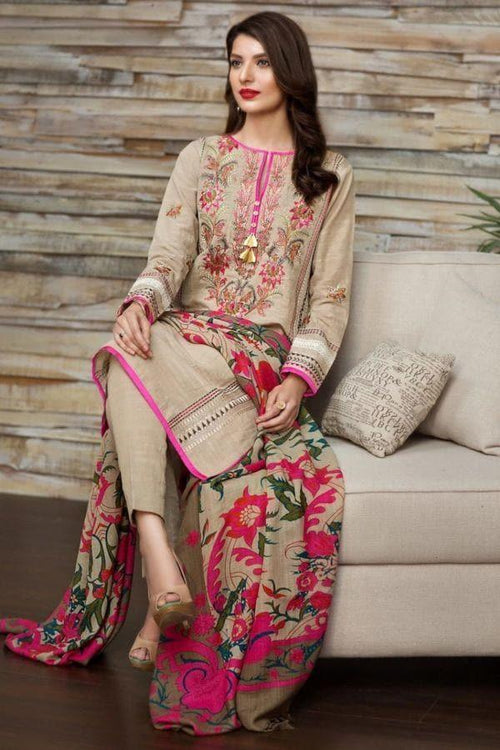 Khaadi 16701 Skin Khaddar Embroidered 3Pc With Woolen Shawl (Unstitched) - Healthifyme.pk